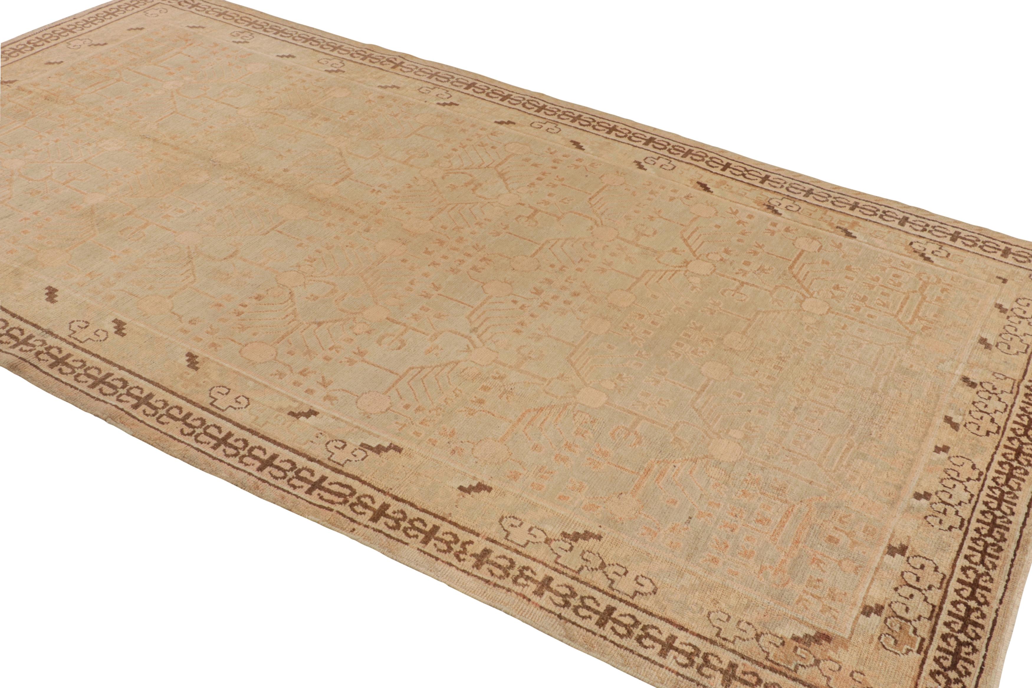 Hand-Knotted Antique Khotan Transitional Beige and Blue Wool Rug by Rug & Kilim For Sale