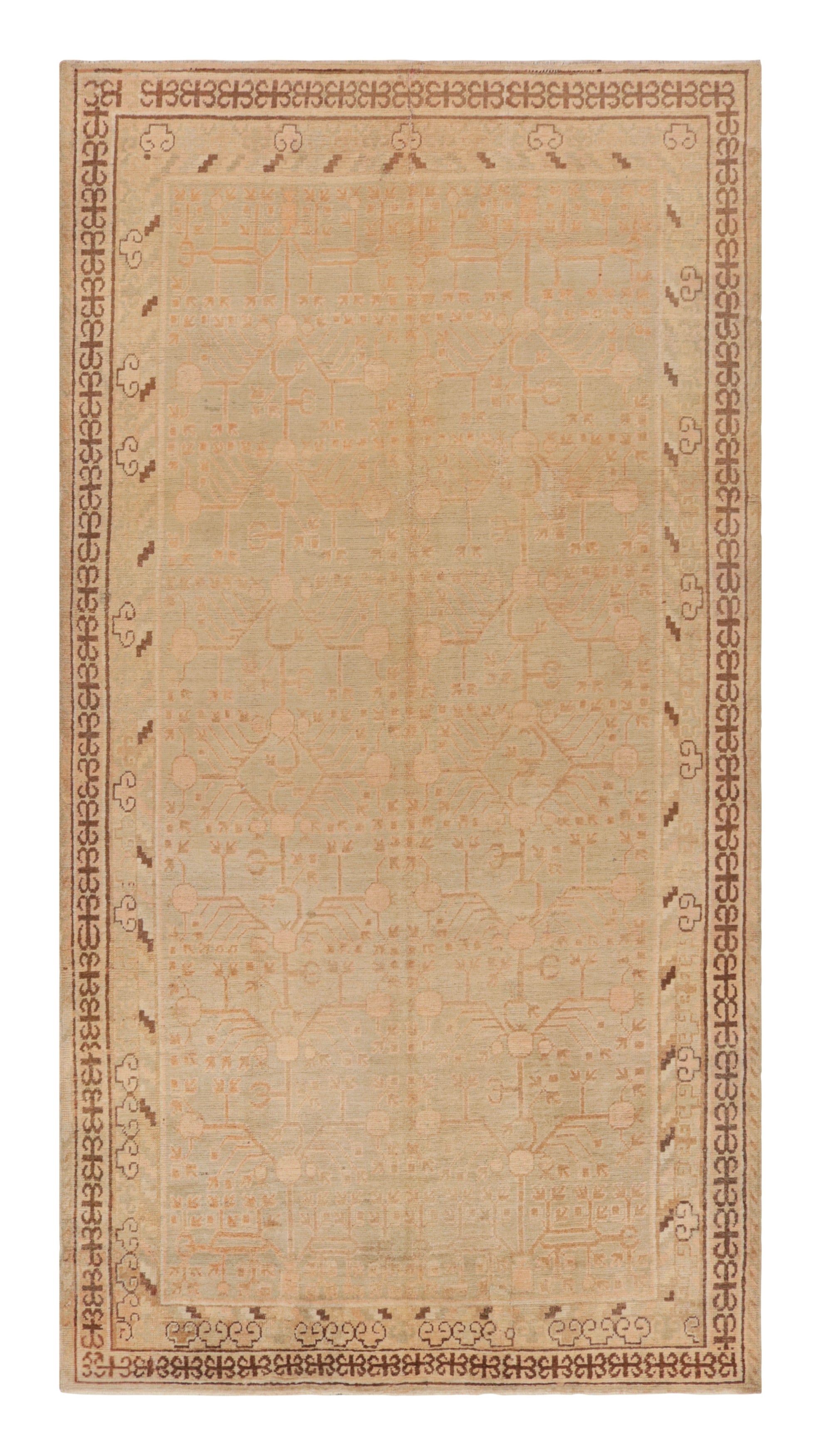 Antique Khotan Transitional Beige and Blue Wool Rug by Rug & Kilim For Sale