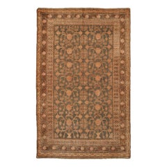 Antique Khotan Transitional Green and Peach Wool Rug