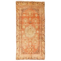 Antique Khotan Transitional Red and Blue Wool Rug For Sale at 1stDibs