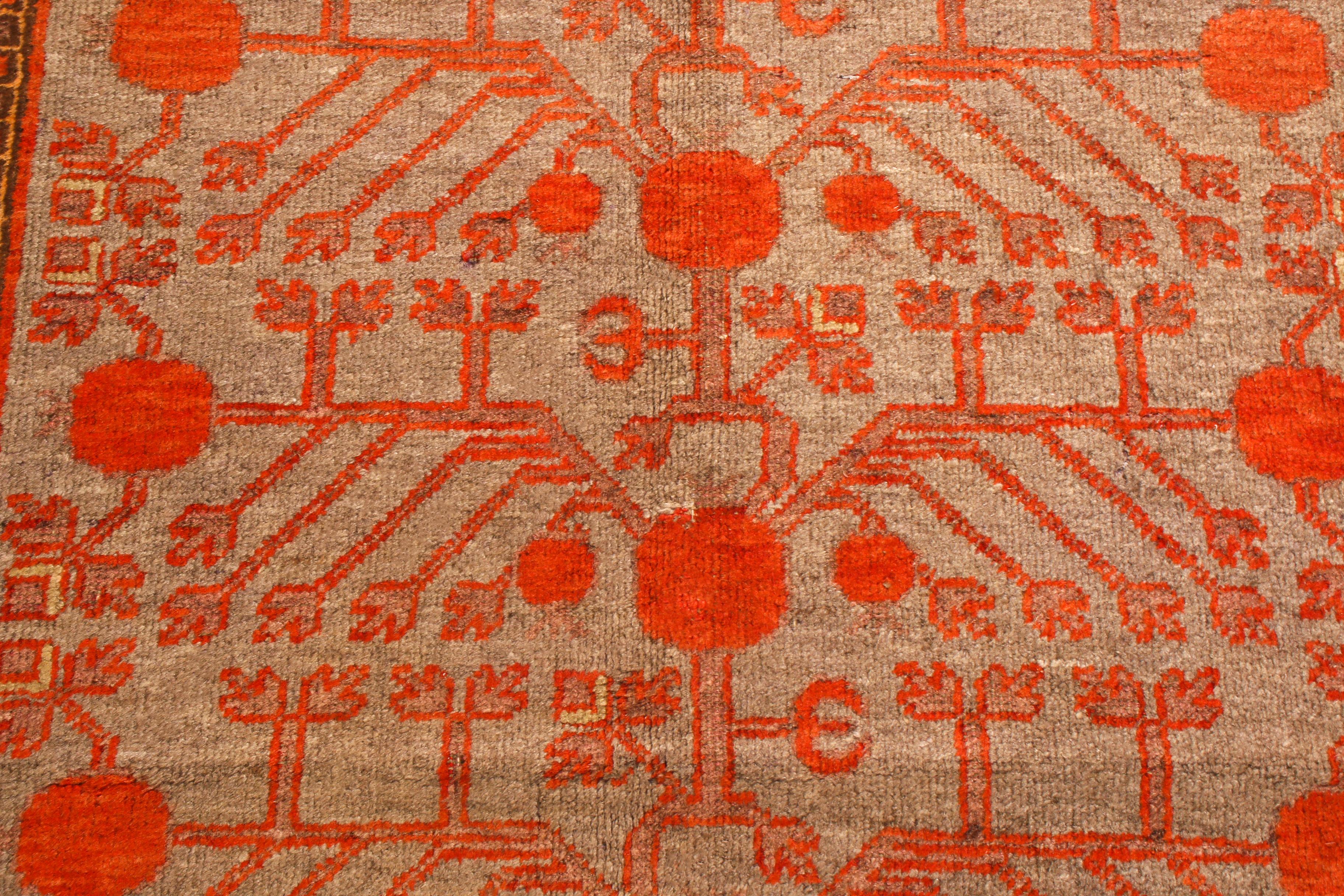 Antique Khotan Transitional Red and Blue Wool Rug by Rug & Kilim In Good Condition In Long Island City, NY