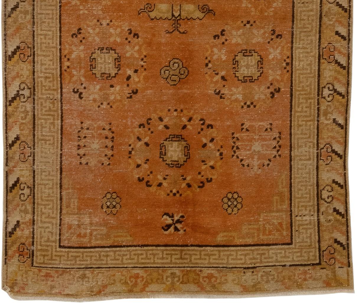 Hand-Knotted Antique Khotan with Central Medallion Rug For Sale