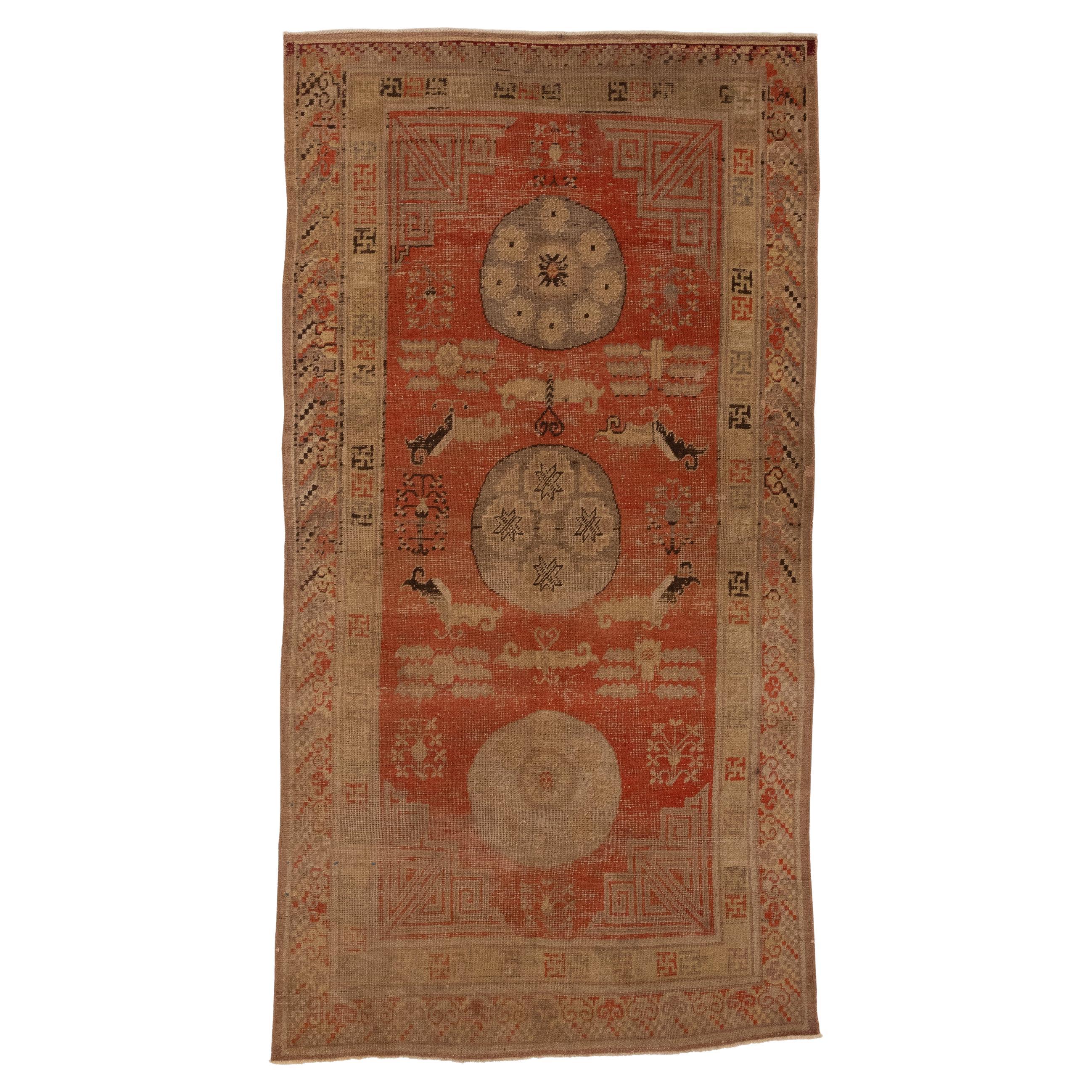 Antique Khotan with Three Central Medallion Rug For Sale