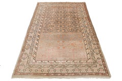 Antique Khotan Wool Rug Handmade In Peach Color with Geometric Pattern