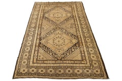 Antique  Khotan Wool Rug Handmade In Tan Color with Center Motif