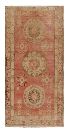 Antique Khotan Wool Rug in Red and Beige Geometric Pattern by Rug & Kilim