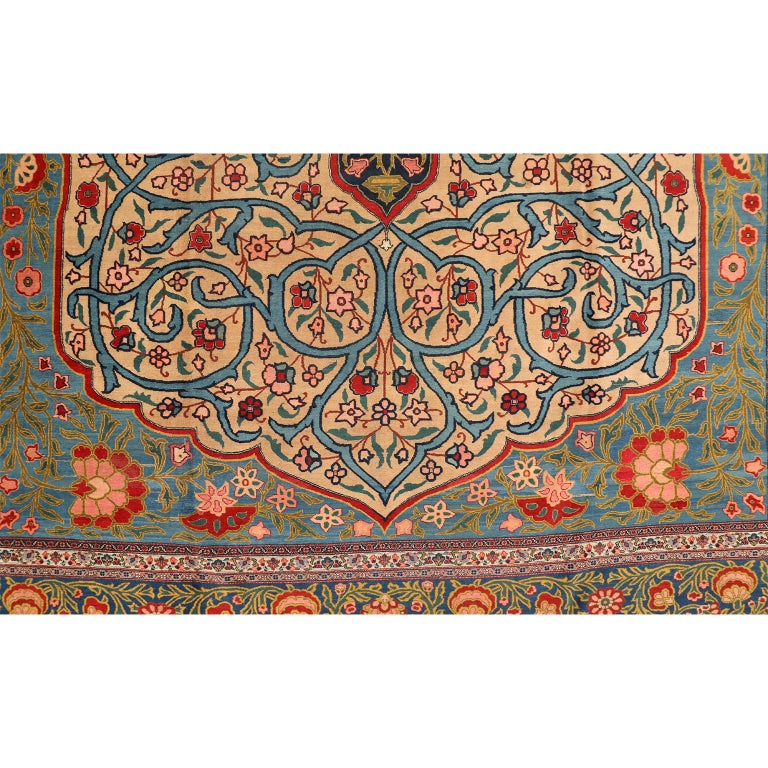 Early 20th Century Antique 1920s Persian Khoy Rug, Large Medallion, 13x20 For Sale