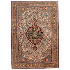 Antique 1920s Persian Khoy Rug, Large Medallion, 13' x 20'