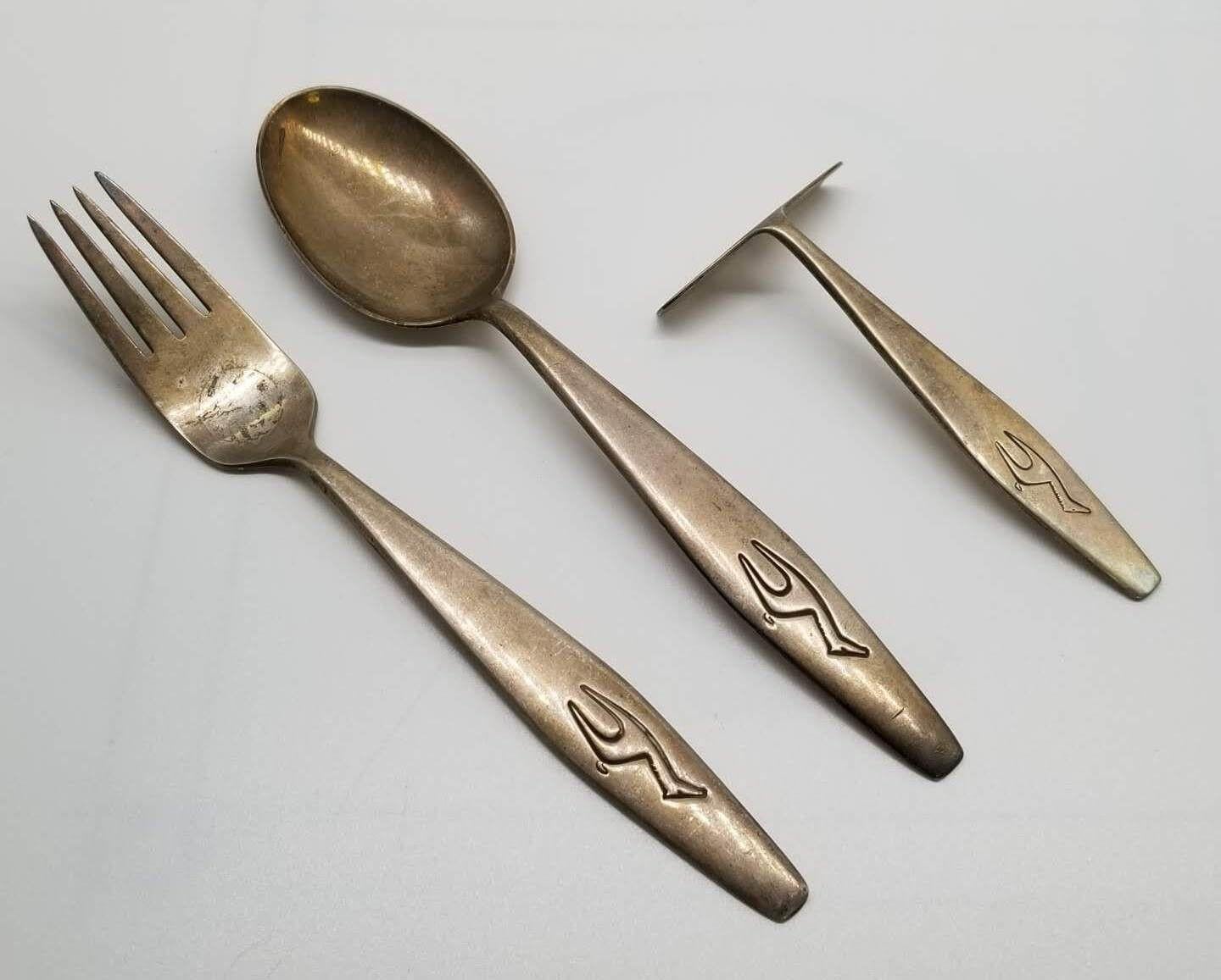 Antique Kids Set of 3, Silverware 830S by Mylius, Norway -1900s For Sale 2