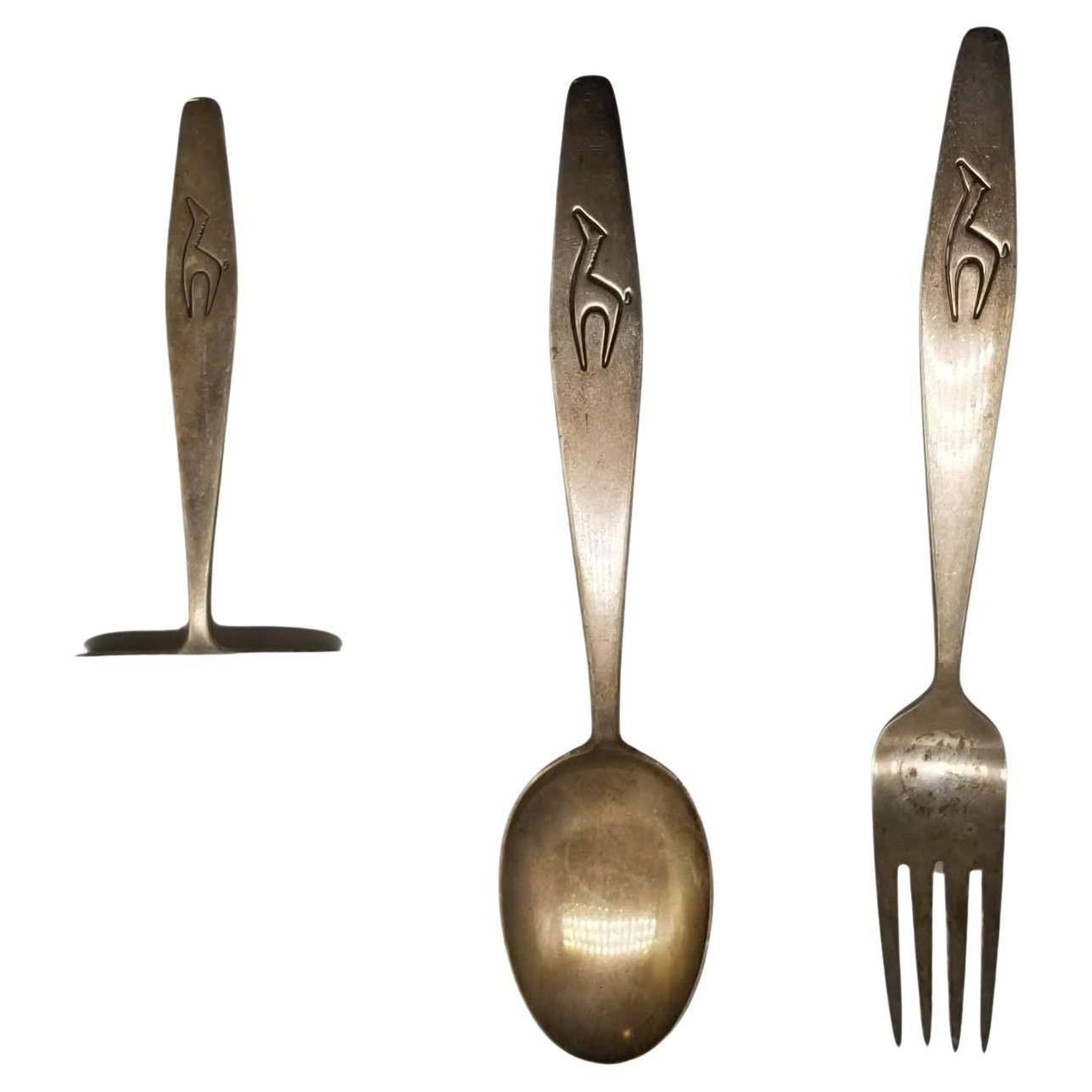 Antique Kids Set of 3, Silverware 830S by Mylius, Norway -1900s For Sale