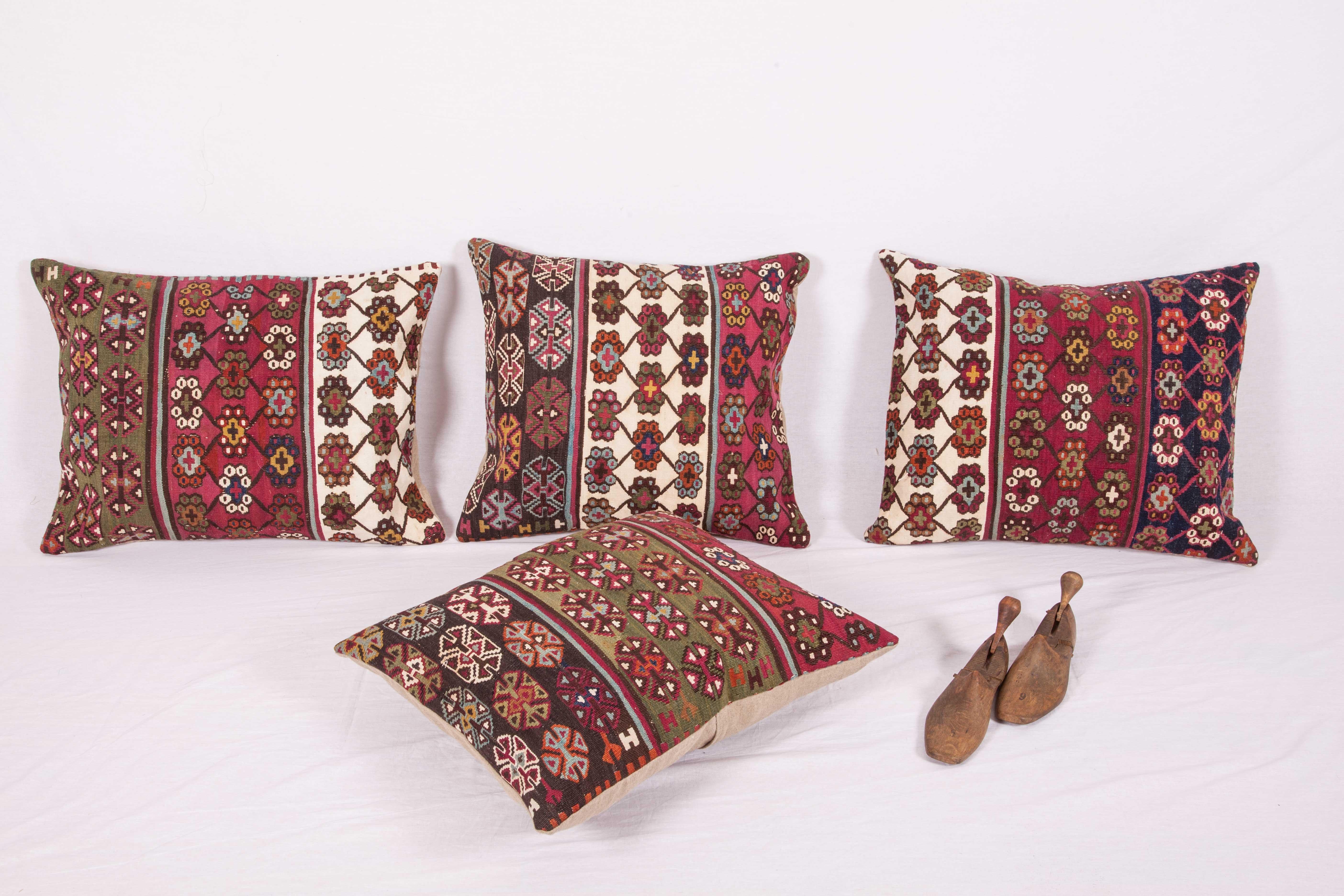 Antique Kilim cushion covers are fashioned from a late 19th century East Anatolian Reyhanli Kilim.
Linen in the back and hidden zipper.
Sizes:
52 x 62 cm / 20.47 x 24.41 inches
51 x 66 cm / 20.08 x 25.98 inches
52 x 64 cm / 20.47 x 25.2