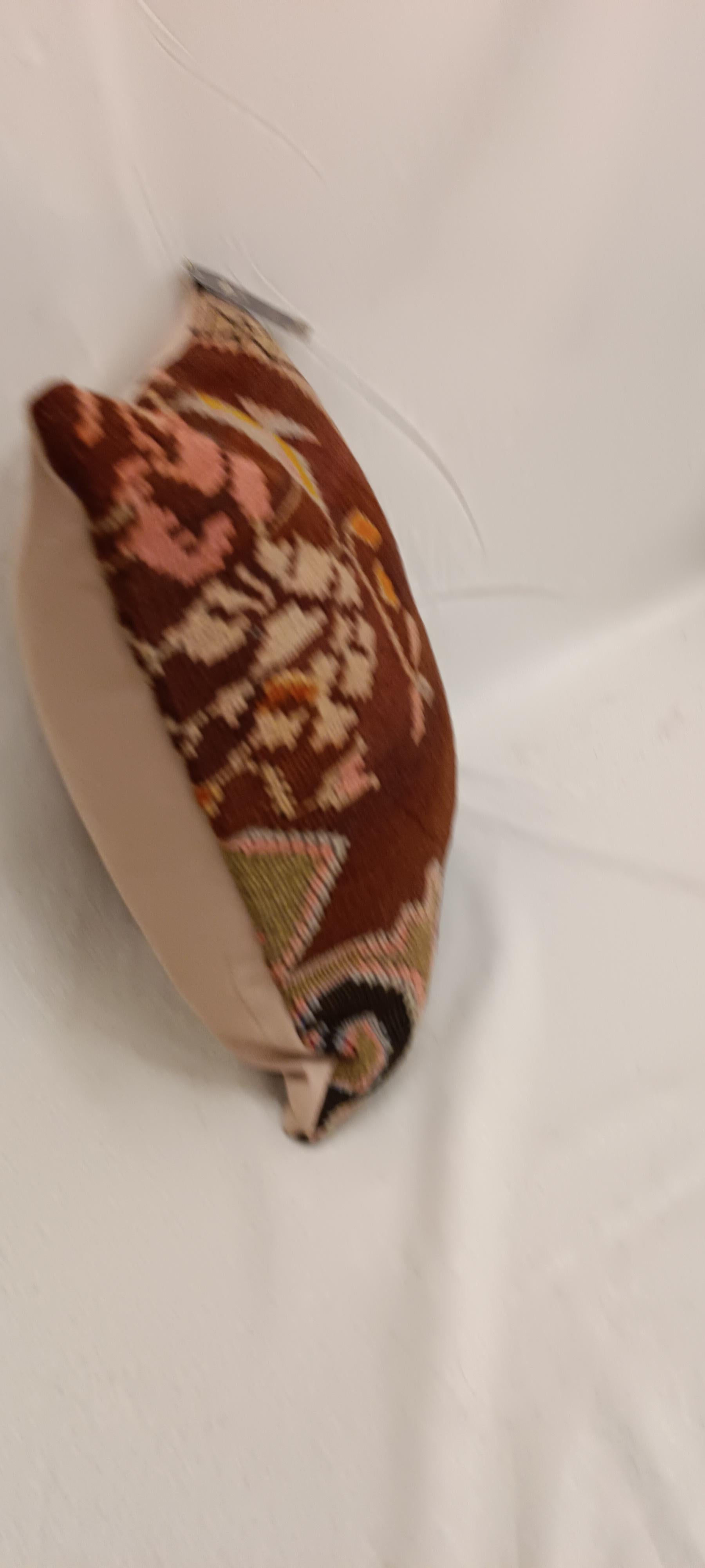 Teinture végétale Housse de coussin Kilim antique en terre cuite rustique, 45x45 cm Housse de coussin tissée à la main en vente