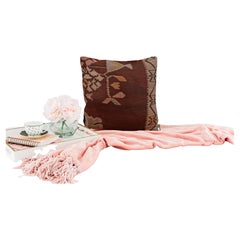 Housse de coussin Kilim antique en terre cuite rustique, 45x45 cm Housse de coussin tissée à la main