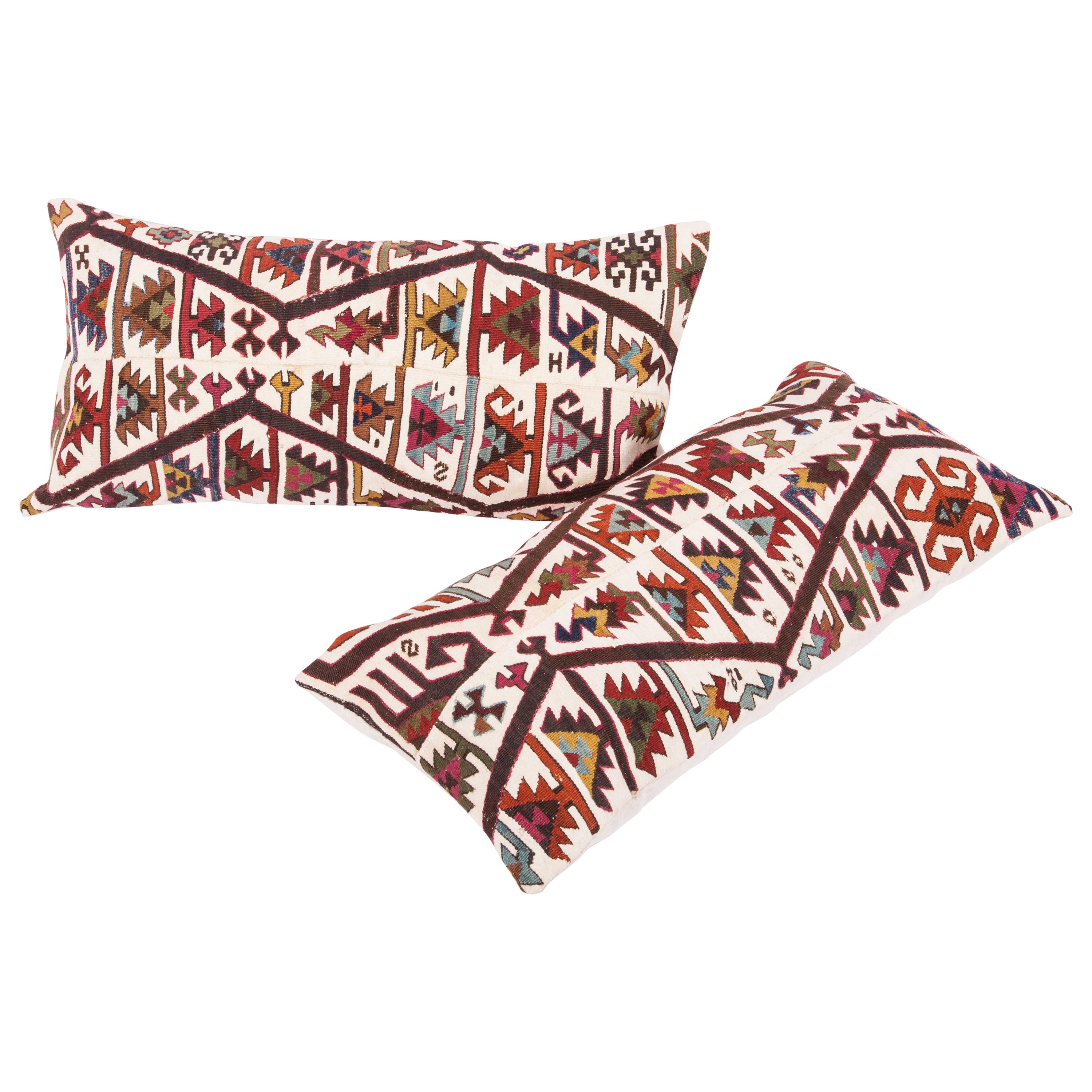 Antique Kilim Cushion Covers Fashioned from Late 19th Century Turkish Kilim,