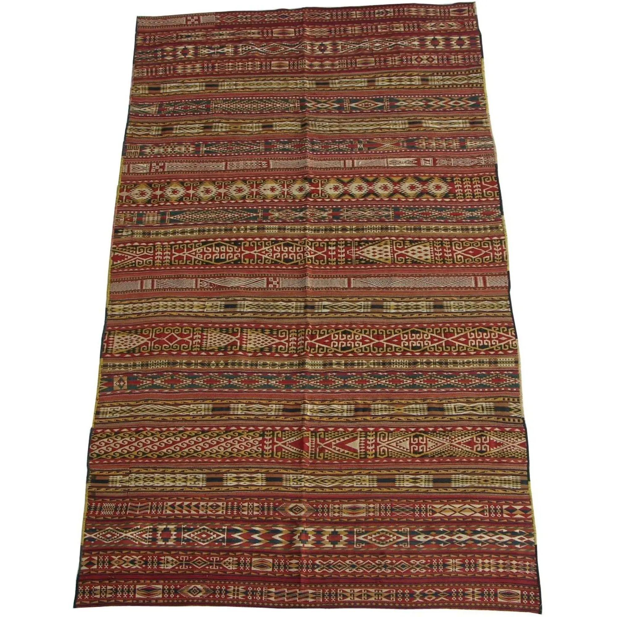 Early 20th Century Antique Kilim Geometric Rug 9'10'' X 5'8'' For Sale