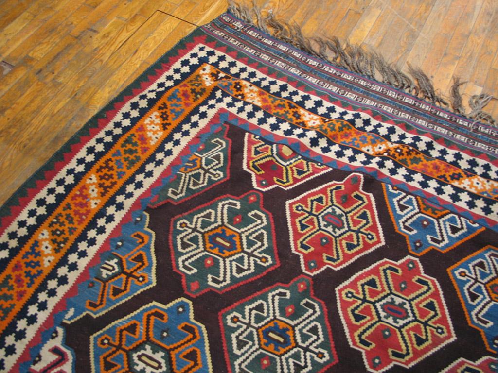 Tessuto a mano Ghashgaie persiano a trama piatta dell'inizio del XX secolo ( 6' x 10' - 183 x 205 ) in vendita