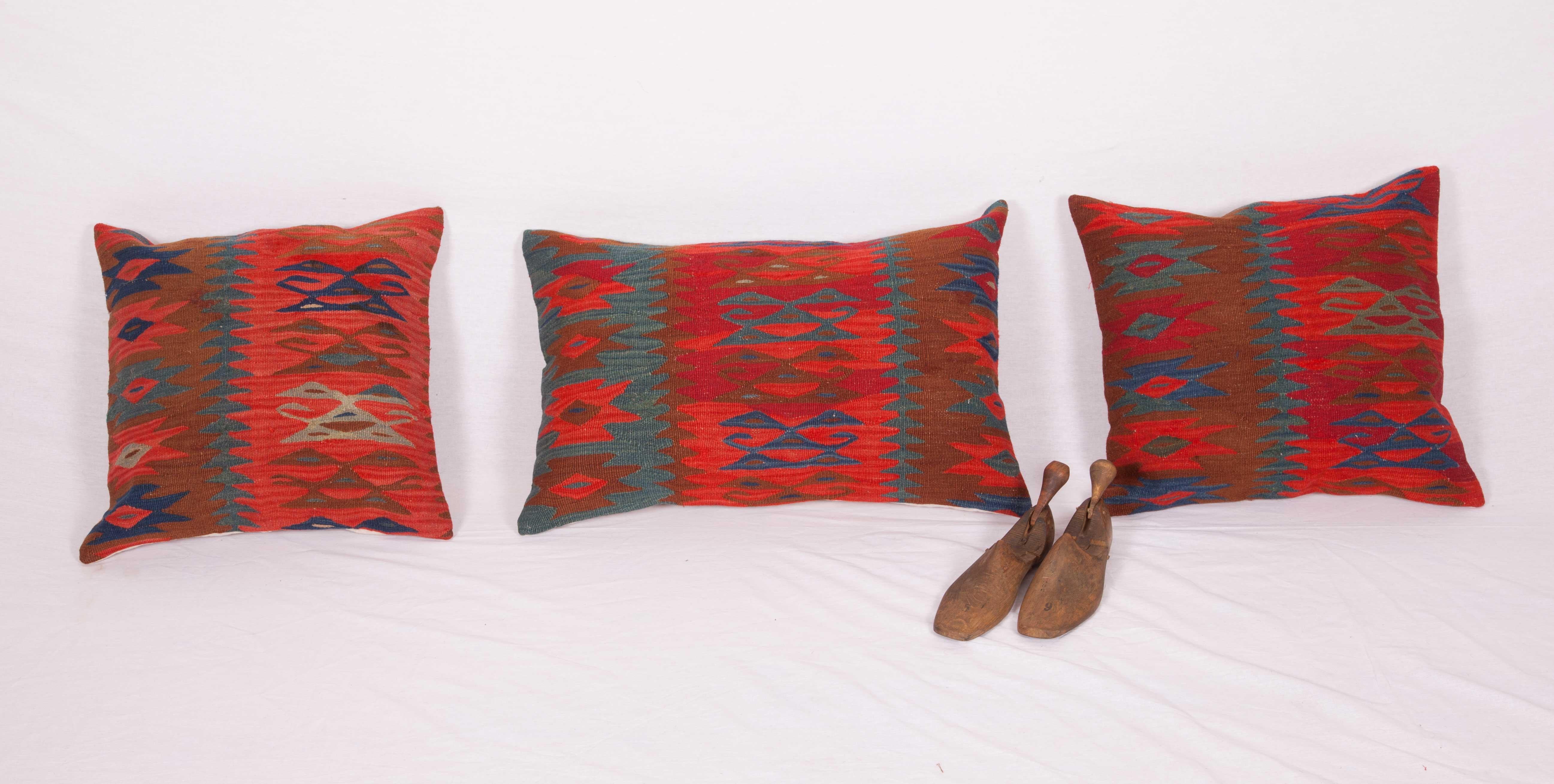 Balkan Antique Kilim Pillow Cases Fashioned from a Late 19th Century, Sharkoy Kilim