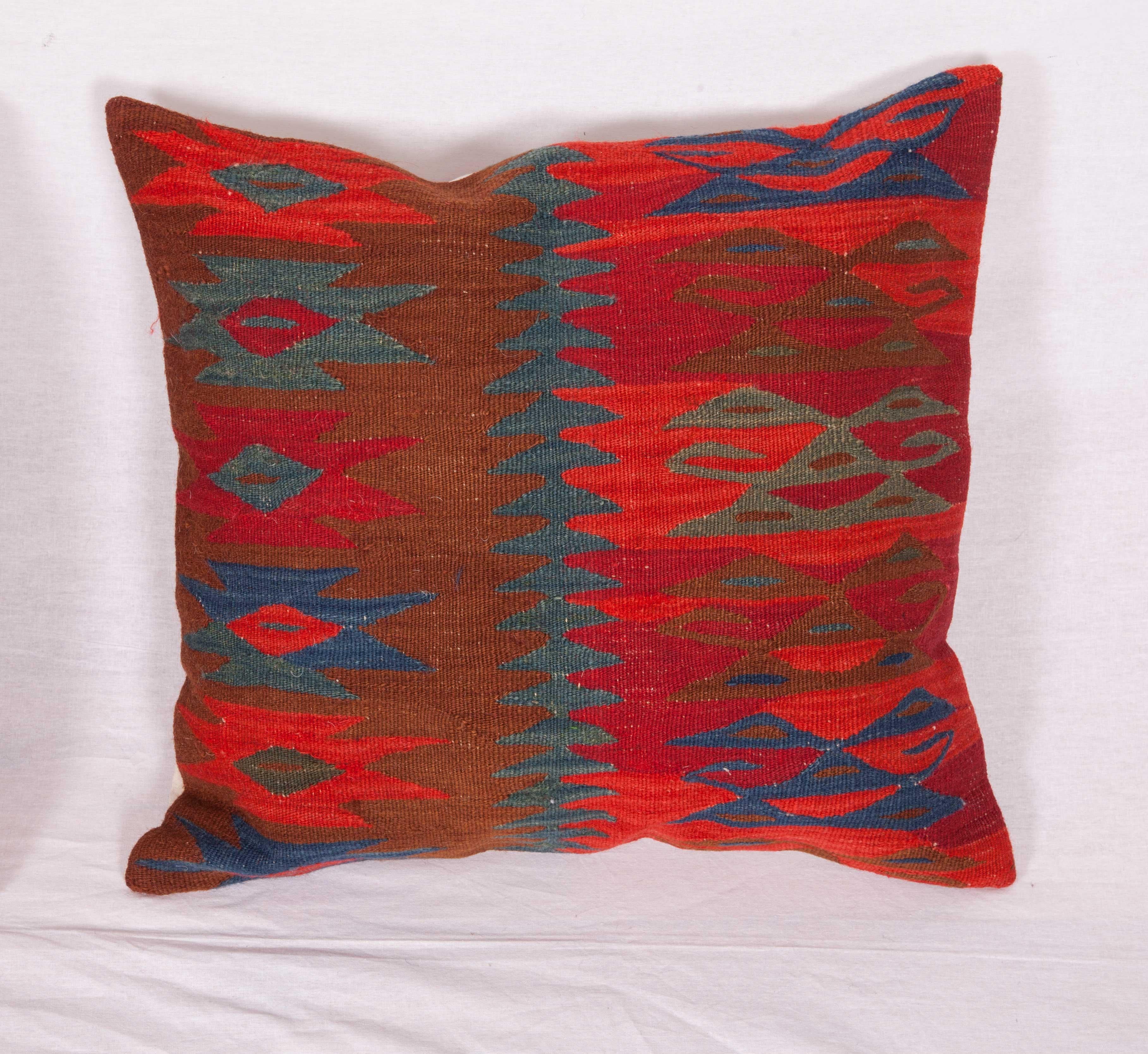 Wool Antique Kilim Pillow Cases Fashioned from a Late 19th Century, Sharkoy Kilim