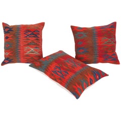 Antique Kilim Pillow Cases Fashioned from a Late 19th Century, Sharkoy Kilim