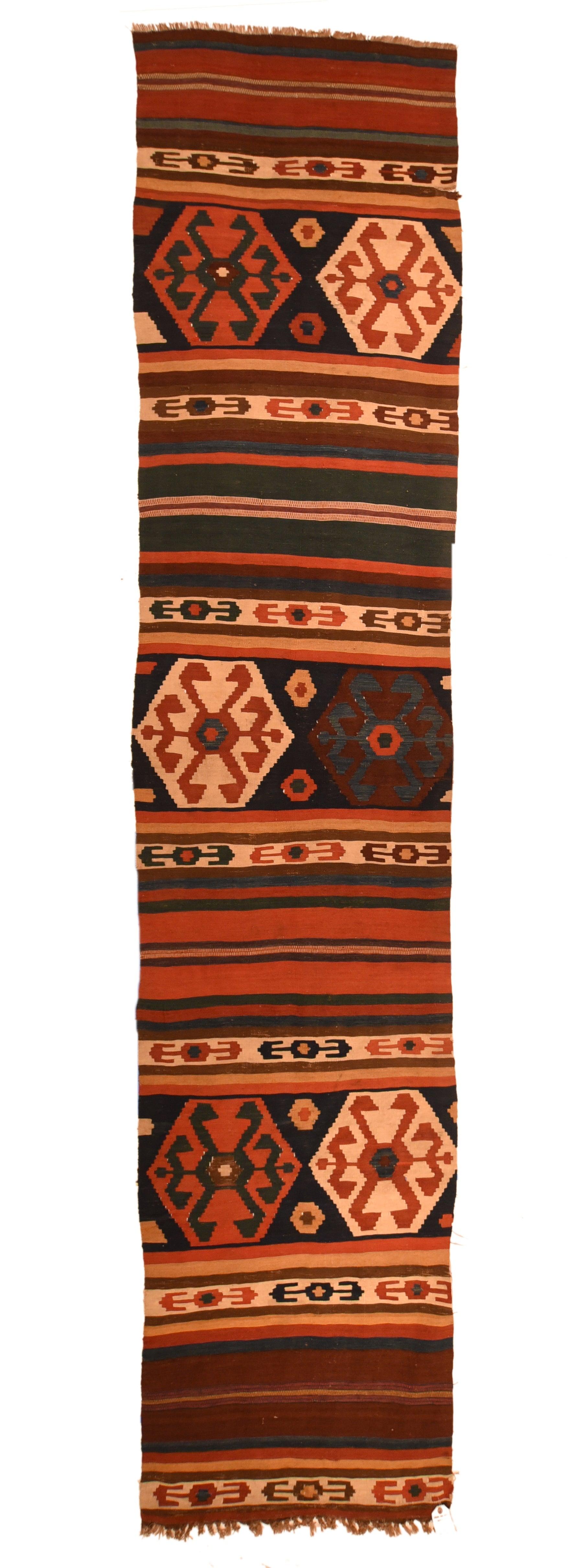 Caucasian Antique Kilim Rug 2'8'' x 12'6'' For Sale