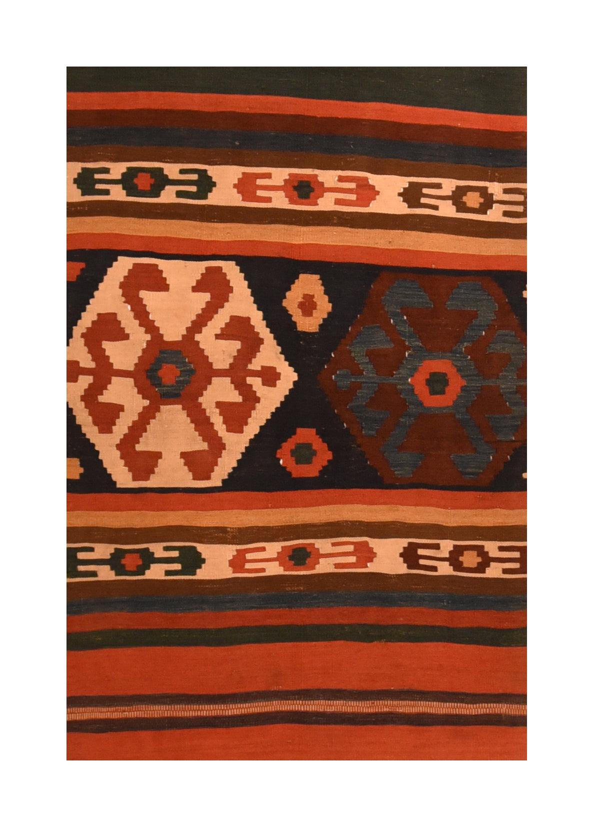 Hand-Knotted Antique Kilim Rug 2'8'' x 12'6'' For Sale