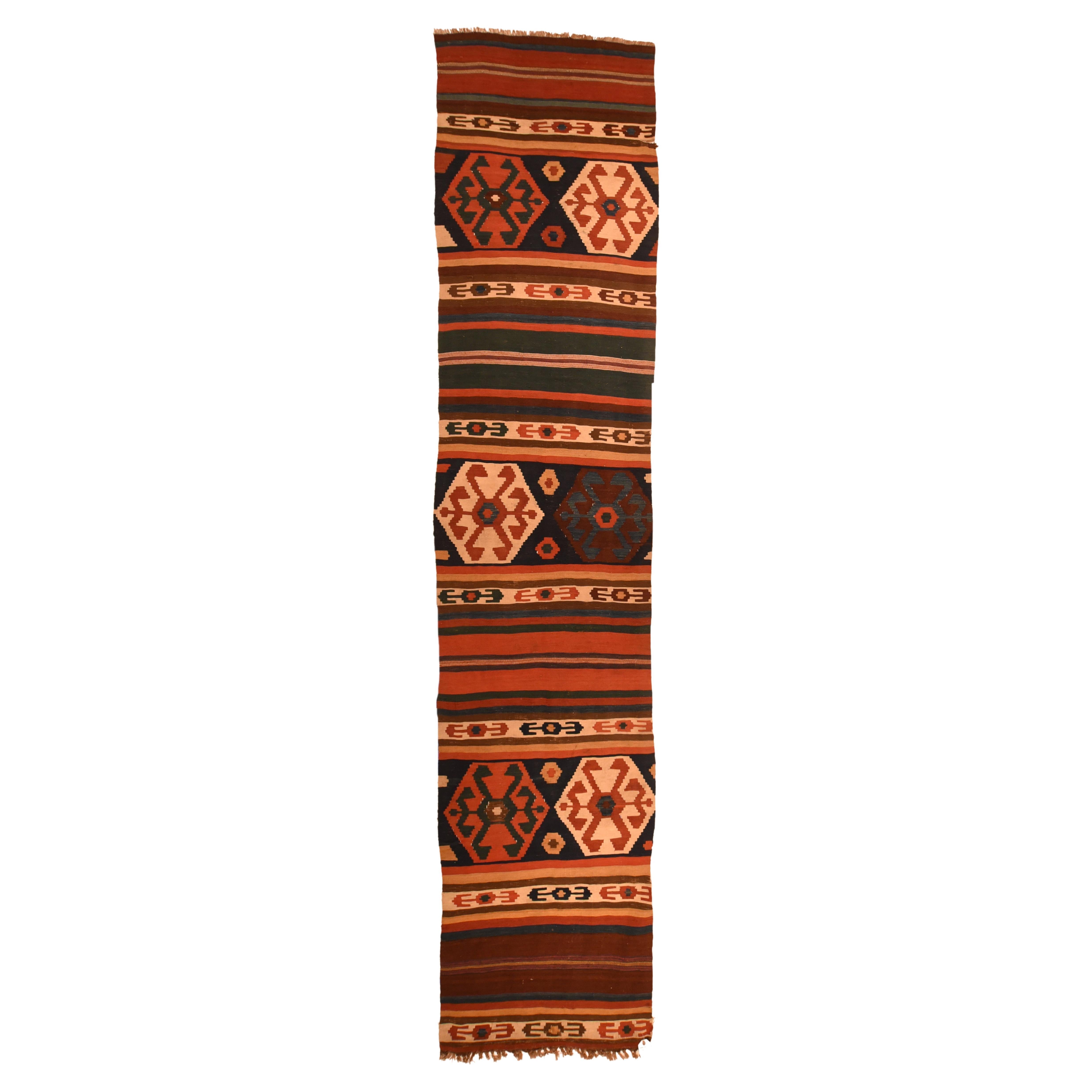 Antique Kilim Rug 2'8'' x 12'6'' For Sale