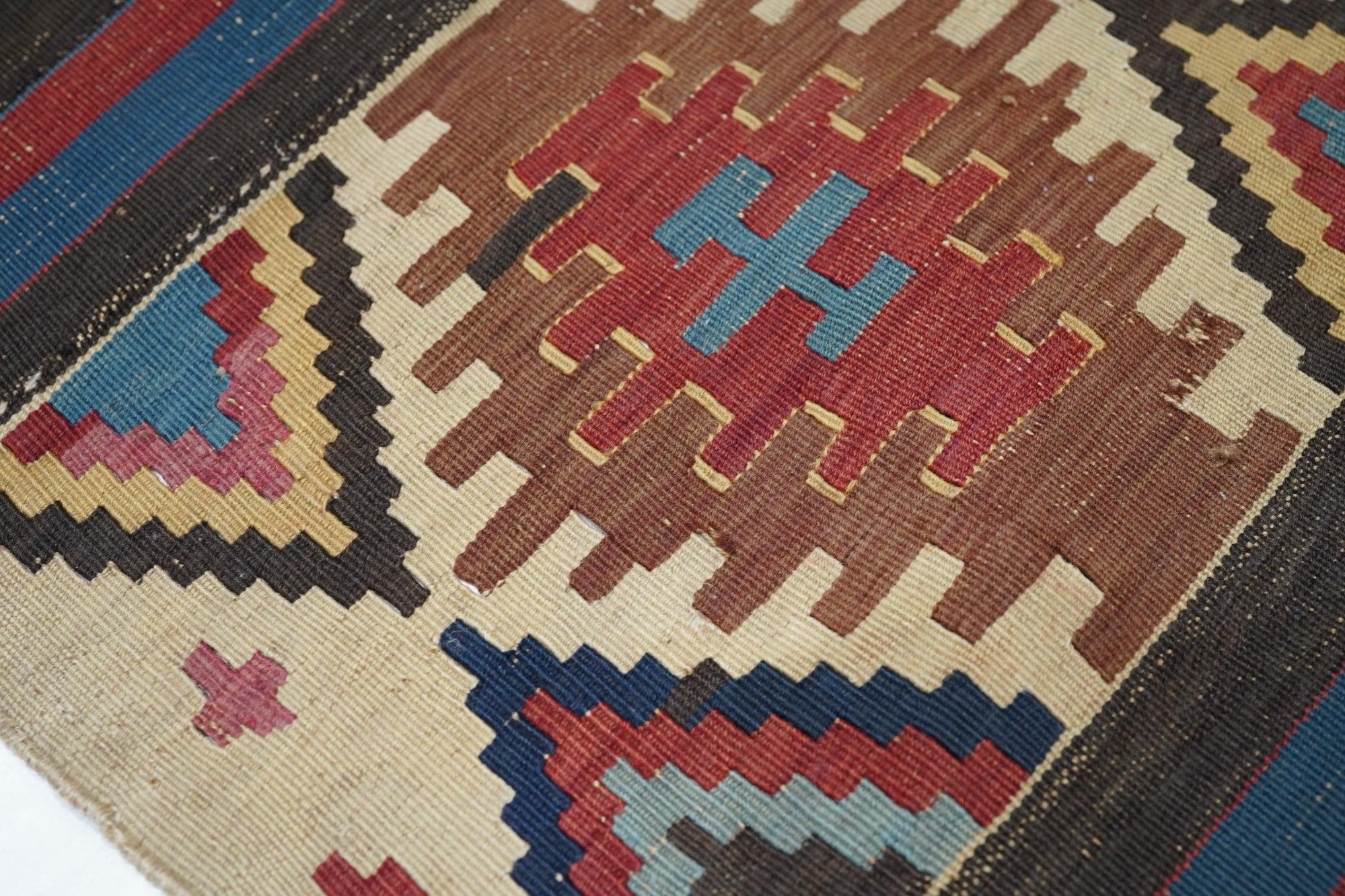 Wool Antique Kilim Rug 5'9'' x 10'5'' For Sale