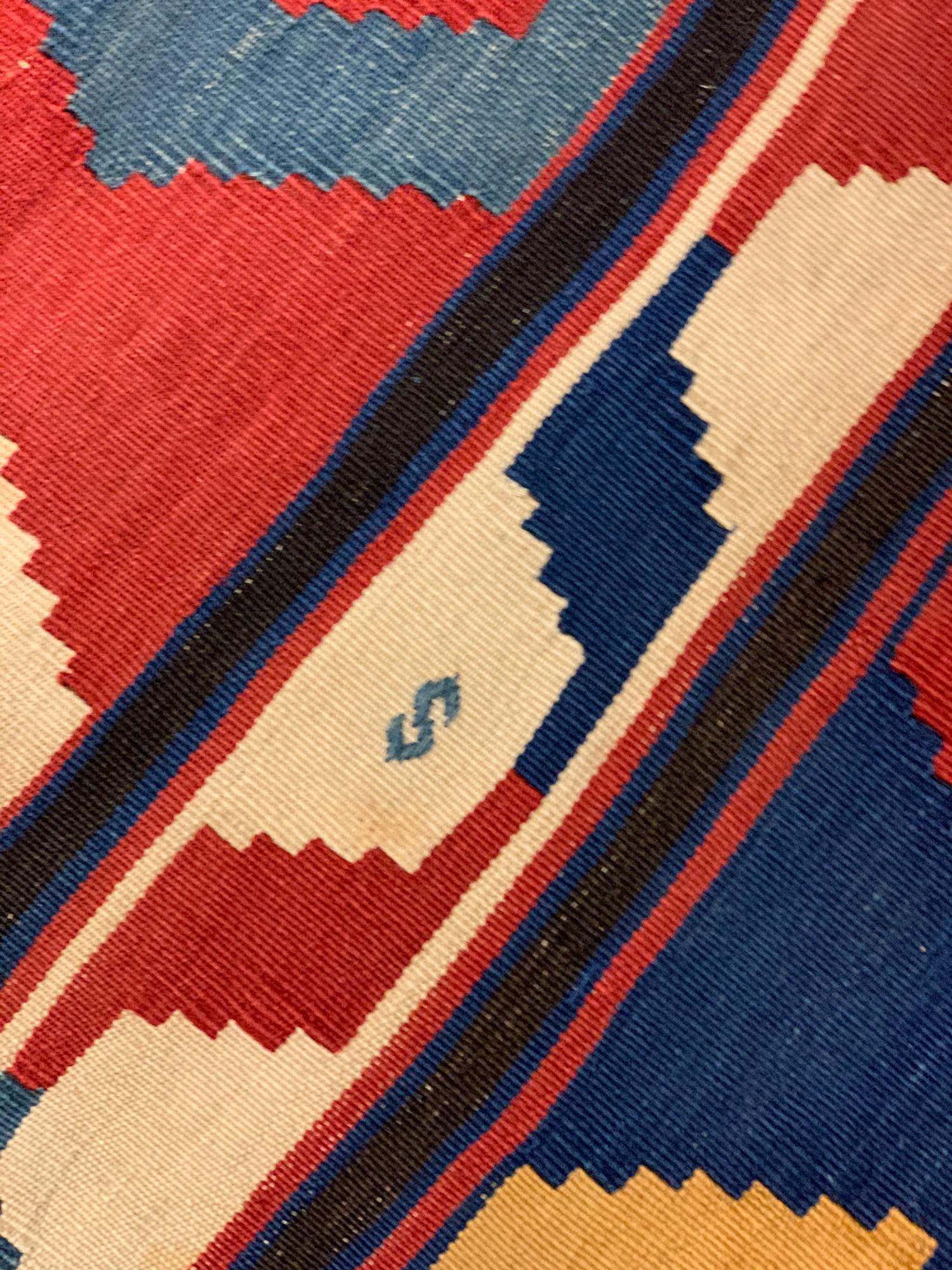 Early 20th Century Antique Kilim Rug, All Over Traditional Geometric Kelim, Hand Woven Carpet For Sale
