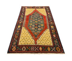 Antique Rugs, Yellow Kilim Rug Caucasian Geometric Karabagh Kilims Carpet