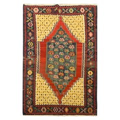 Alfombras Antiguas, Alfombra Kilim Amarilla Alfombra Geométrica Cáucaso Karabagh Kilims