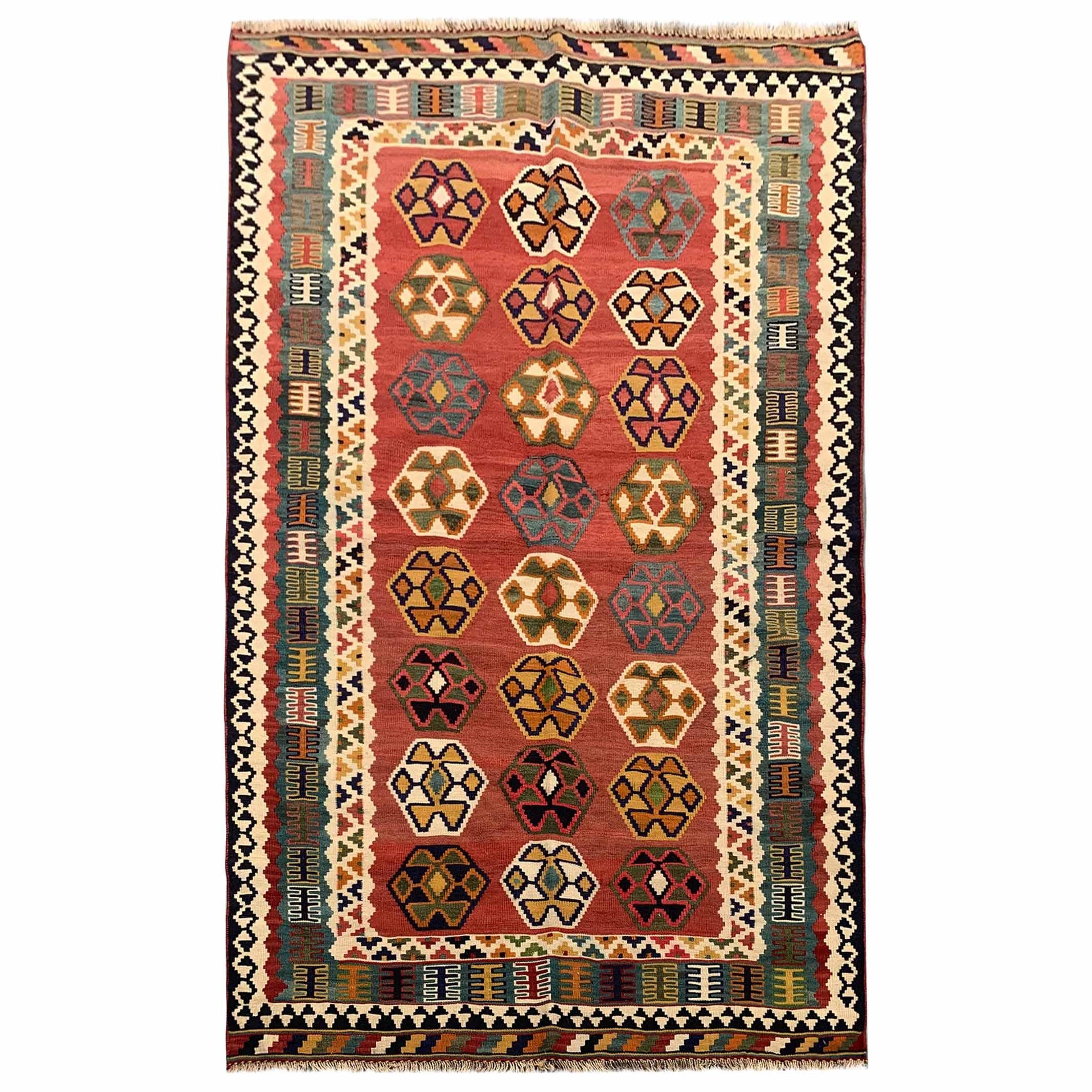 Antike antike Kelim-Teppiche im Angebot Kaukasischer Kelims-Teppich 
