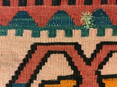 Antique kilim Rug Caucasian Wool Geometric Kelim With Animal Pattern