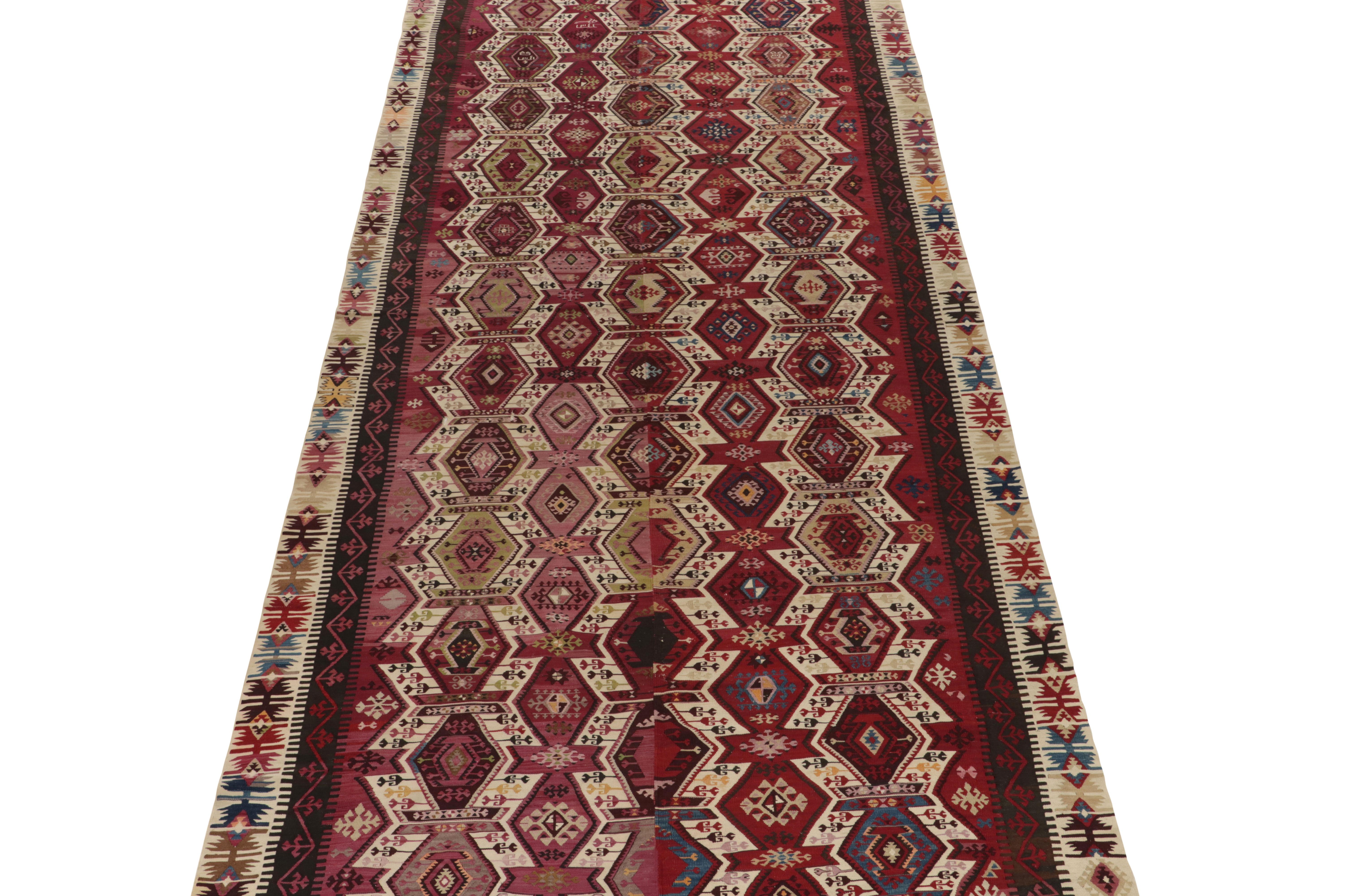 Turkish Antique Kilim Rug in Red, Brown, Beige Tribal Geometric Pattern by Rug & Kilim For Sale