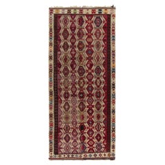 Tappeto Kilim antico con motivo geometrico tribale rosso, marrone e beige di Rug & Kilim