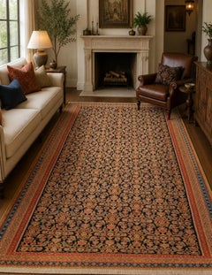Antique Kilim Rug Traditional Rust Wool Area Rug Floral Carpet Geometric Kilims