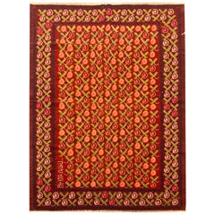 Tapis Kilim anciens arméniens faits main - Tapis à fleurs Kilim en laine rouge