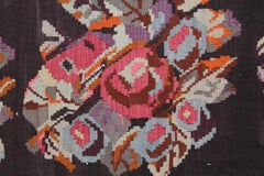 Floral Antique Kilim Rug, Handmade Carpet and Hand-Woven Rug in Karabagh