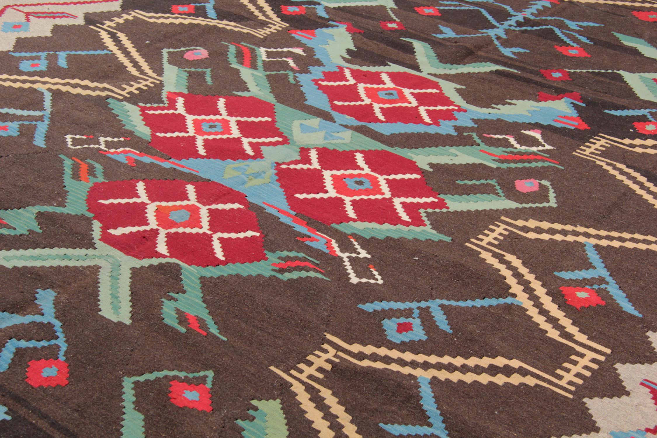 Mid-20th Century Antique Kilim Rugs, Handwoven Traditional Rugs, Carpet from Karabagh