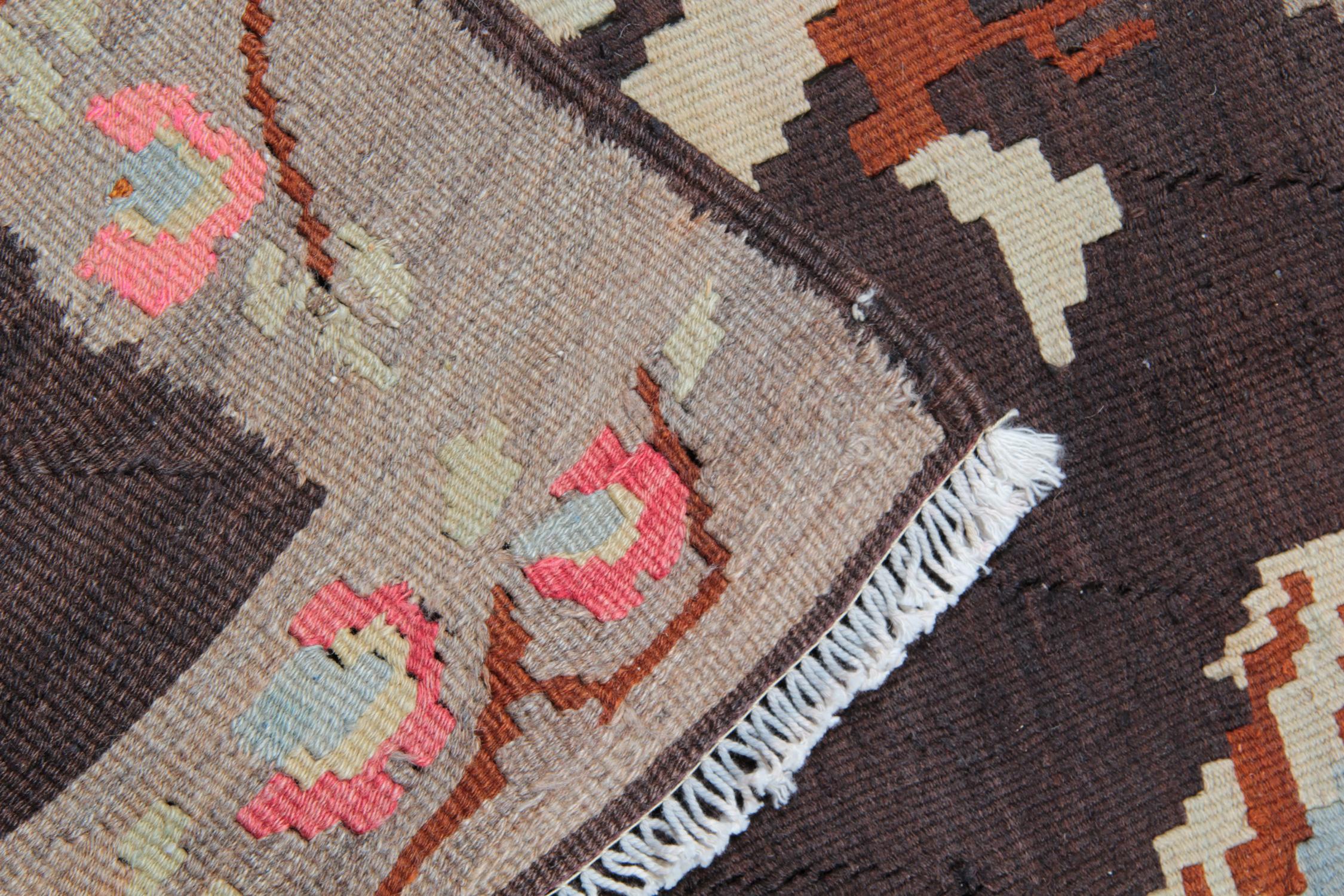 Wool Floral Antique Kilim Rug, Handmade Carpet and Hand-Woven Rug in Karabagh For Sale