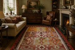 Antique Kilim Rugs, Traditional Oriental Rugs, Turkish Handmade Carpet for Sale