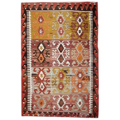 Vintage Kilim Rugs, Traditional Oriental Rugs, Turkish Handmade Carpet