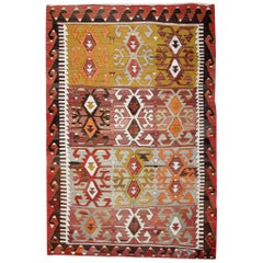 Vintage Kilim Rugs, Traditional Oriental Rugs, Turkish Handmade Carpet for Sale