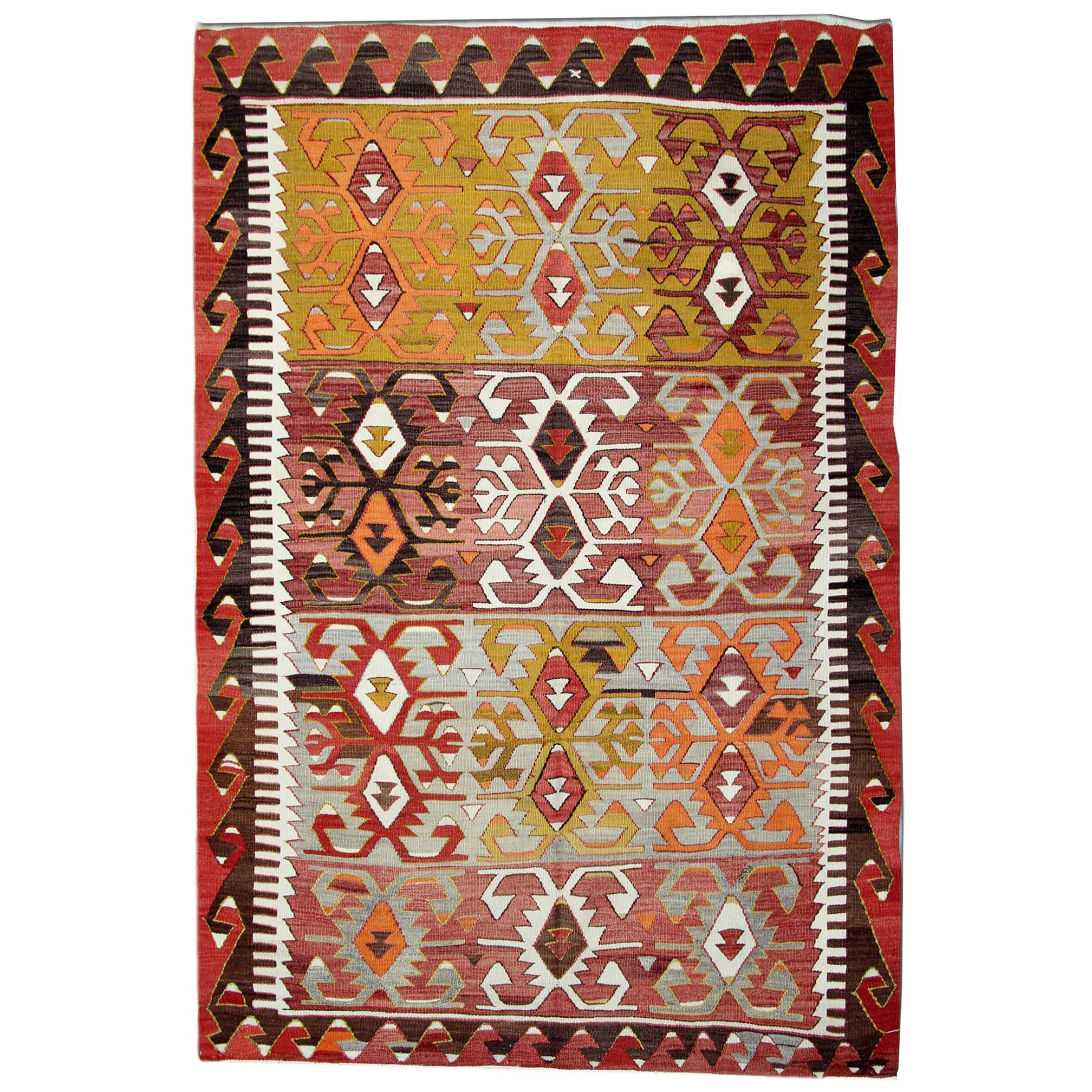 Antique Kilim Rugs, Traditional Oriental Rugs, Turkish Handmade Carpet for Sale For Sale