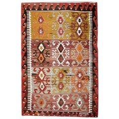 Antique Kilim Rugs, Traditional Oriental Rugs, Turkish Handmade Carpet for Sale