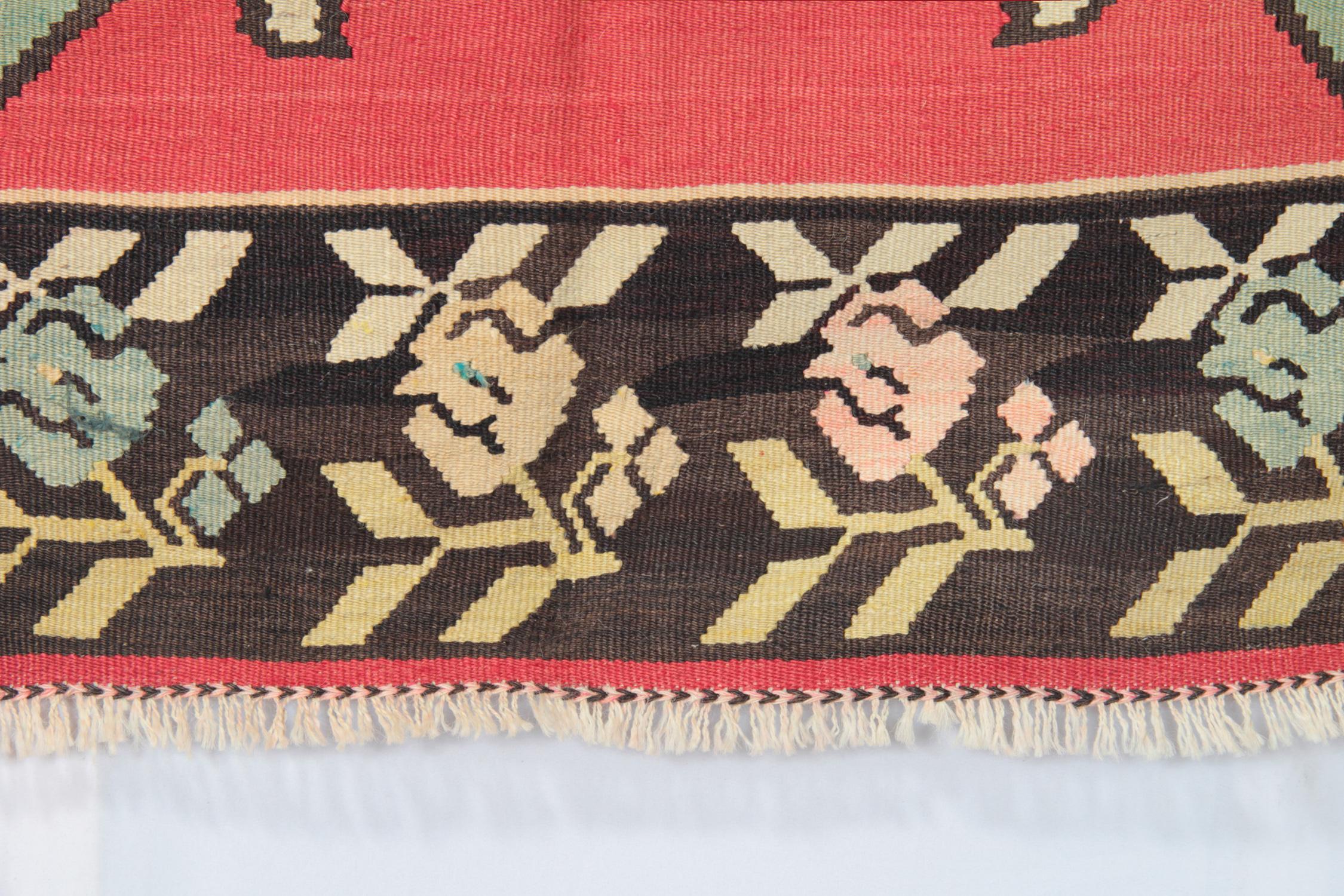 Woven Primitive Antique Kilim Rugs, Traditional Red Rugs, Turkish Carpet from Anatolia
