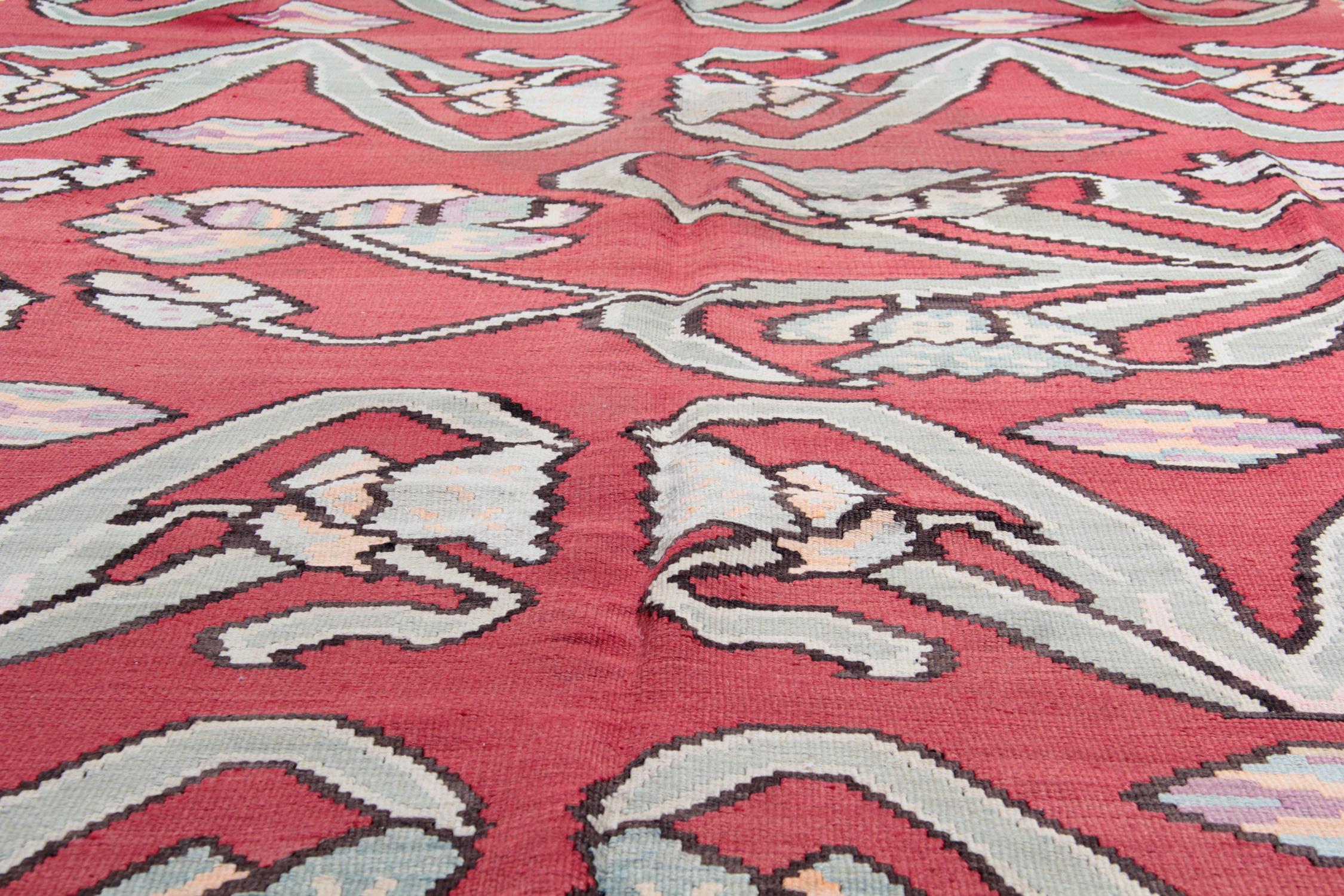 Mid-20th Century Primitive Antique Kilim Rugs, Traditional Red Rugs, Turkish Carpet from Anatolia