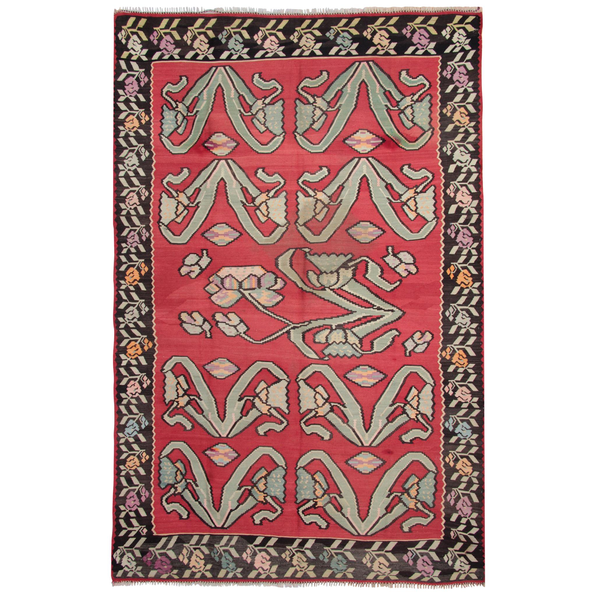 Primitive Antique Kilim Rugs, Traditional Red Rugs, Turkish Carpet from Anatolia