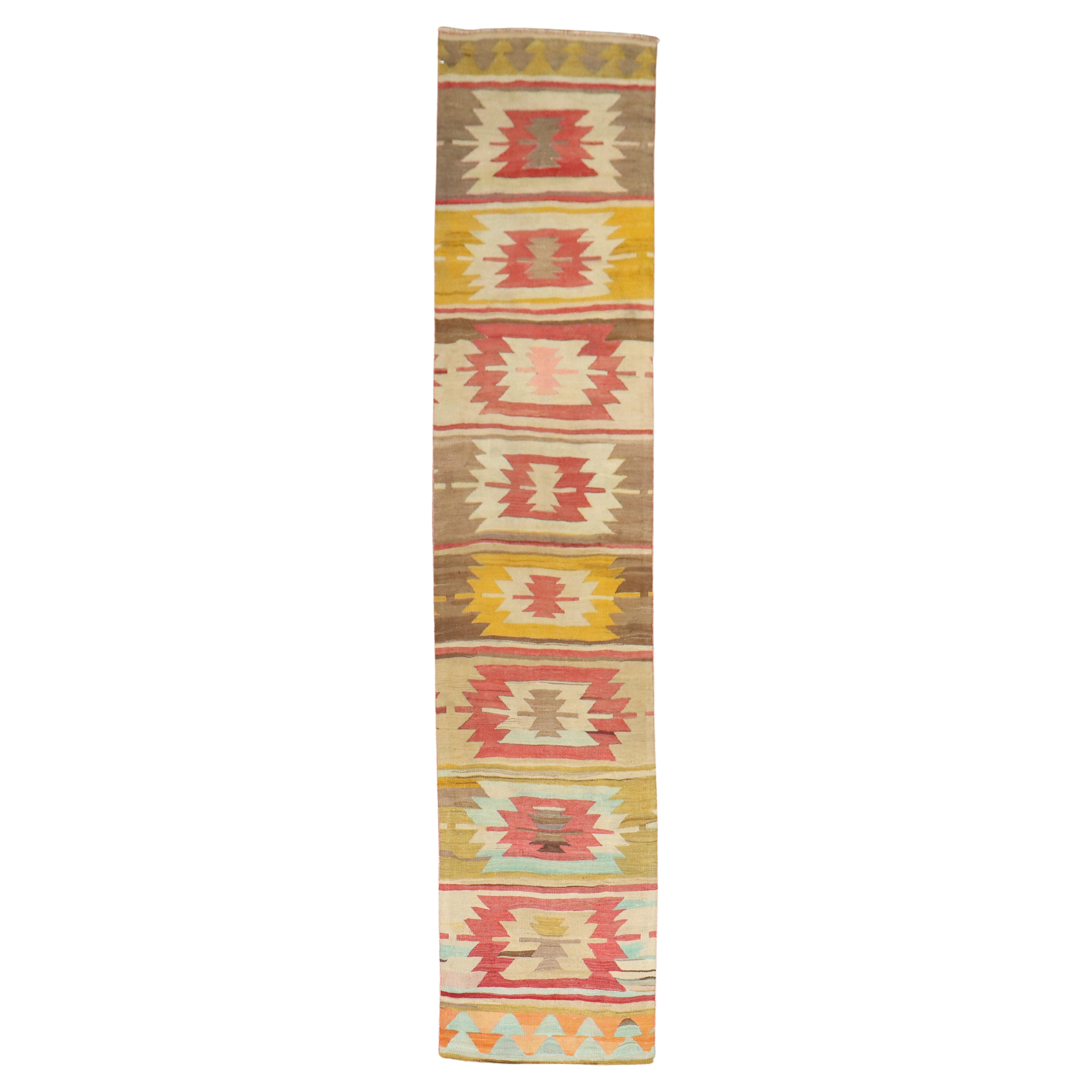 Banded Kilim Wide Runner at 1stDibs
