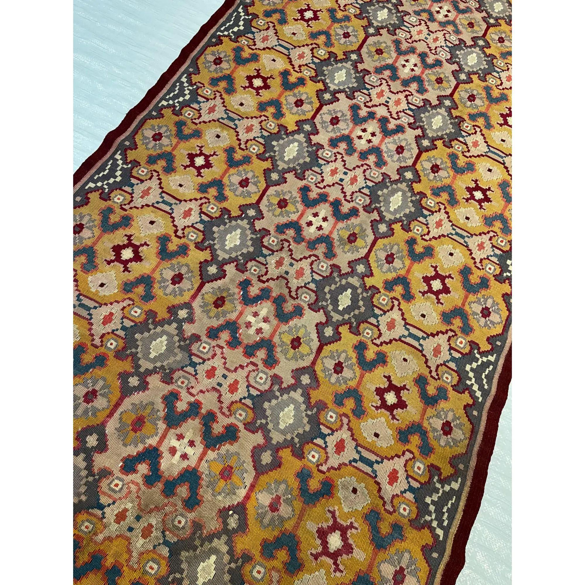 Antique rugs that are called “Kilim rugs”, primarily refer to a type of flat weave rug that was produced without knotted pile. Because these antique rugs are found across the globe, each region has a different pronunciation and spelling of the name