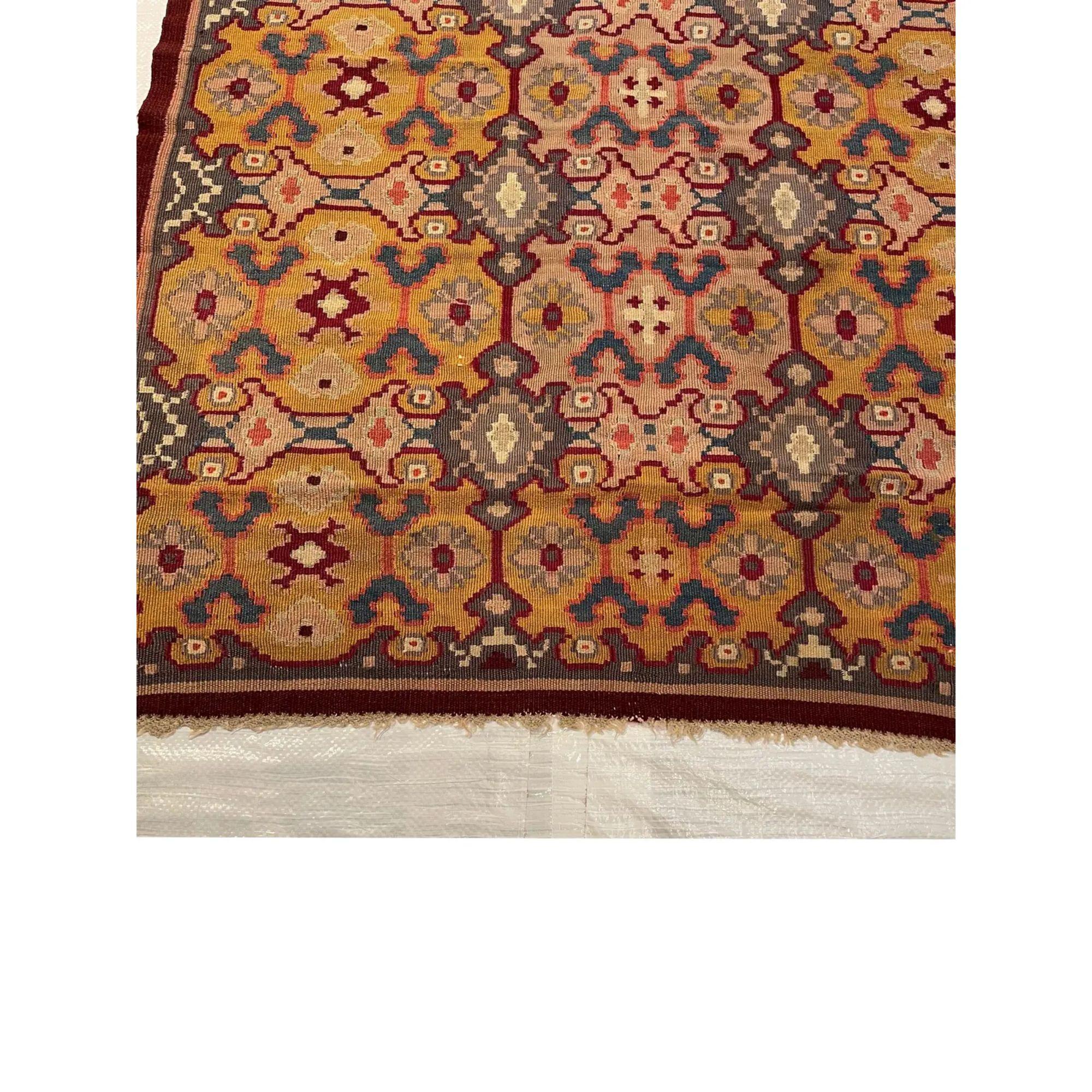 Antique Kilim Runner Rug - 3'3'' X 7'9'' In Good Condition For Sale In Los Angeles, US